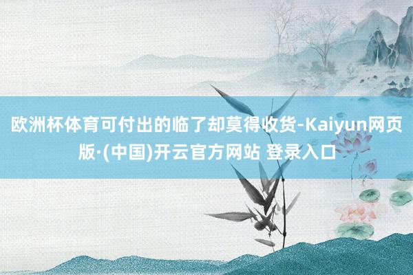 欧洲杯体育可付出的临了却莫得收货-Kaiyun网页版·(中国
