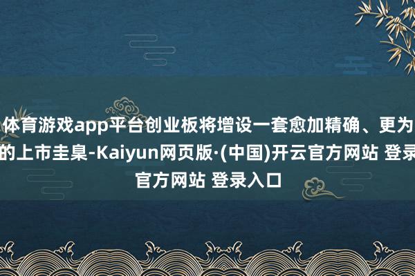 体育游戏app平台创业板将增设一套愈加精确、更为包容的上市圭臬-Kaiyun网页版·(中国)开云官方网站 登录入口