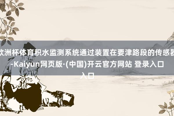 欧洲杯体育积水监测系统通过装置在要津路段的传感器-Kaiyu