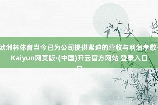 欧洲杯体育当今已为公司提供紧迫的营收与利润孝敬-Kaiyun